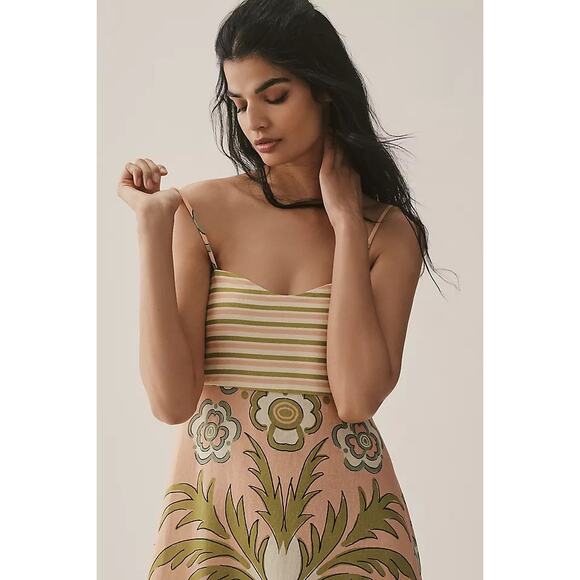 NWT La Maise Studio Lucia Linen Maxi Dress in Pink Placement Size Large - Picture 3 of 9